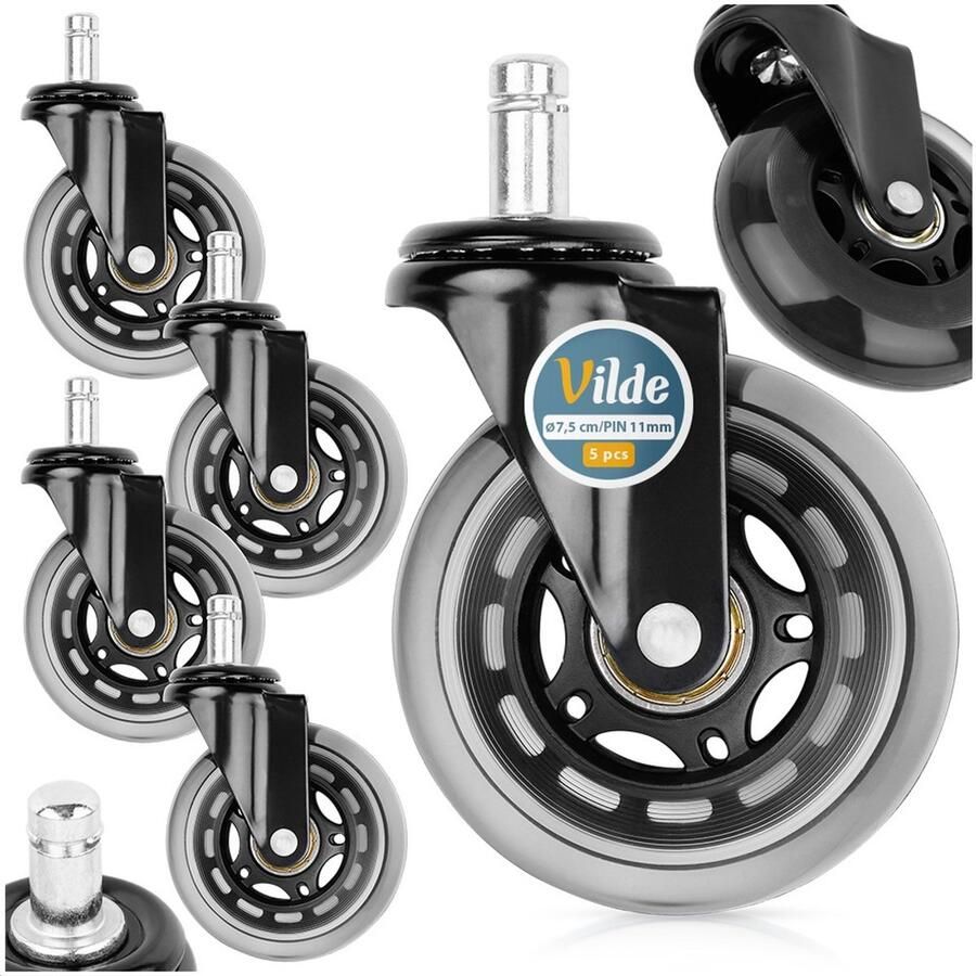 Vilde Bureaustoel Wieltjes Rubber 7 5 cm 11 mm 5 stuks Bureaustoelwielen Wieltjes voor Stoelen