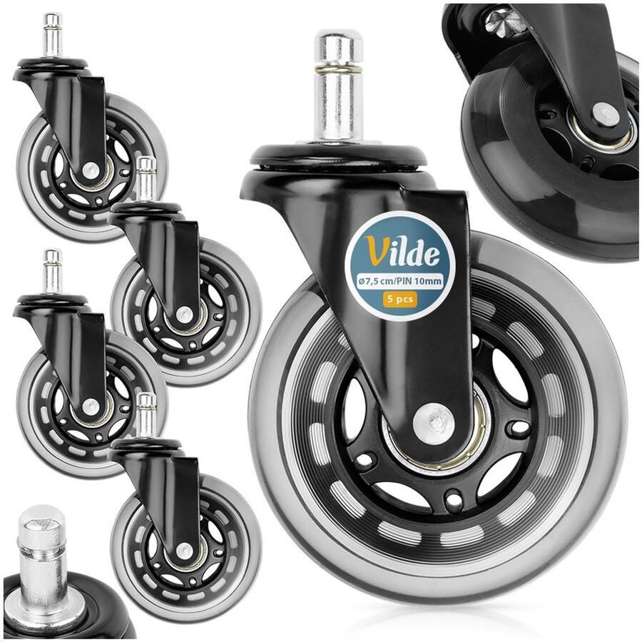 Vilde Bureaustoel Wieltjes Rubber 7 5cm 10 mm 5 stuks Bureaustoelwielen Wieltjes voor IKEA Stoelen