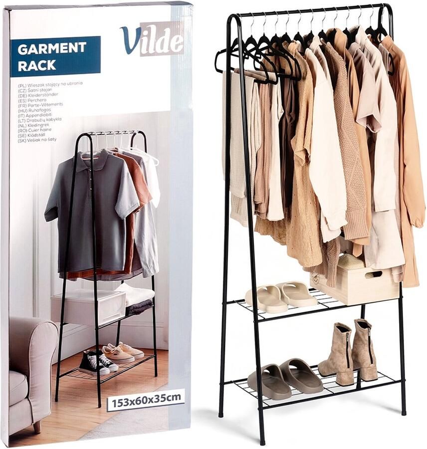 Vilde Kledingrek Metaal Zwart 153 cm Garderoberek Kledingstang Kleerhanger