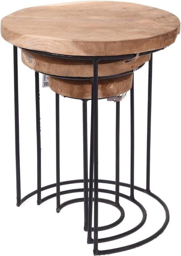 Vilde Koffietafel Metaal Rond 3 stuks Salontafel Tafel Woonkamer