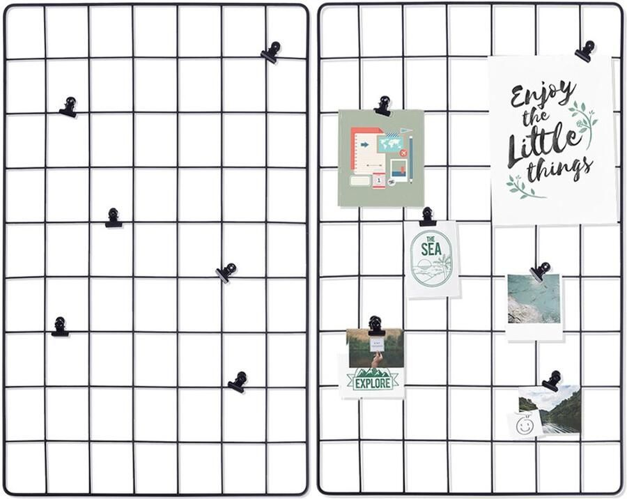 Vilde Wandrooster voor Foto'S Metaal Zwart 58x36 cm 2 stuks Wanddecoratie Fotowandrooster Foto Rooster Wandplaat Wandrek