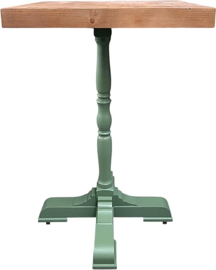 Villa Laura houten bartafel met een kloostertafel poot groen 70x70 cm geschikt voor horeca