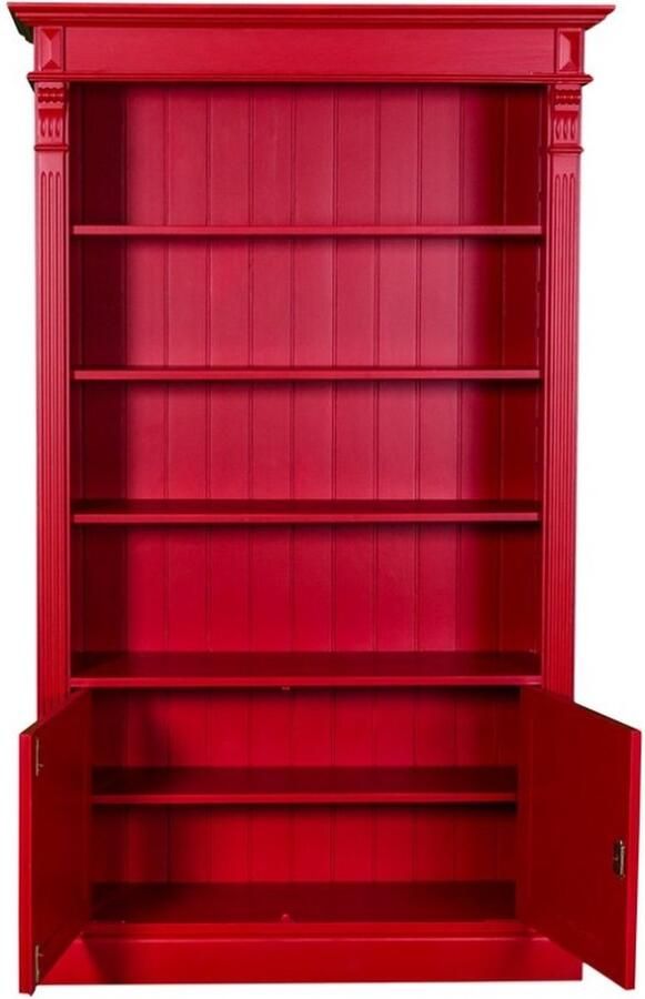 Villa Laura landelijk houten boekenkast met opbergruimte 120 cm rood verstelbare planken - Foto 2