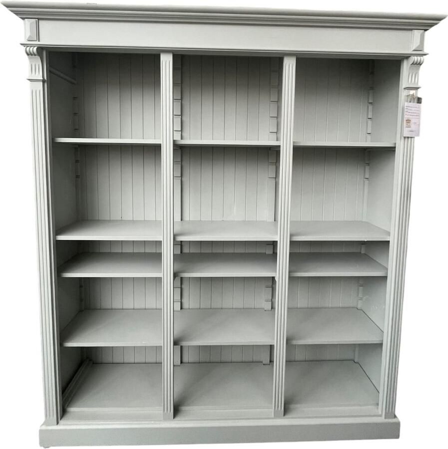 Villa Laura landelijk houten boekenkast schappenkast (verstelbare planken) kleur wit-eucalyptus 180 cm
