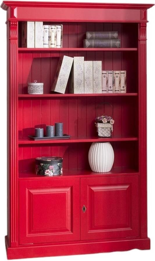 Villa Laura landelijk houten boekenkast met opbergruimte 120 cm rood verstelbare planken - Foto 3