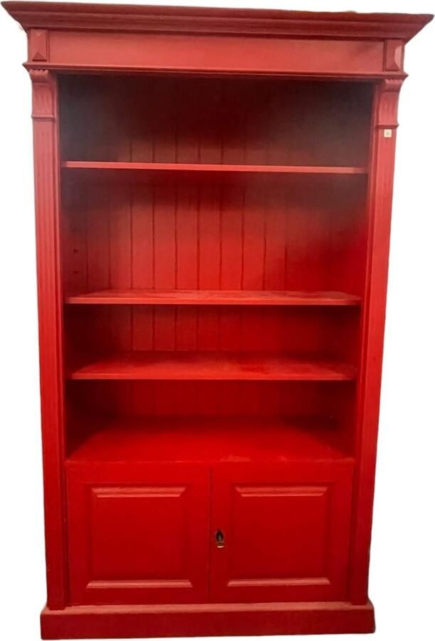 Villa Laura landelijk houten boekenkast met opbergruimte 120 cm rood verstelbare planken