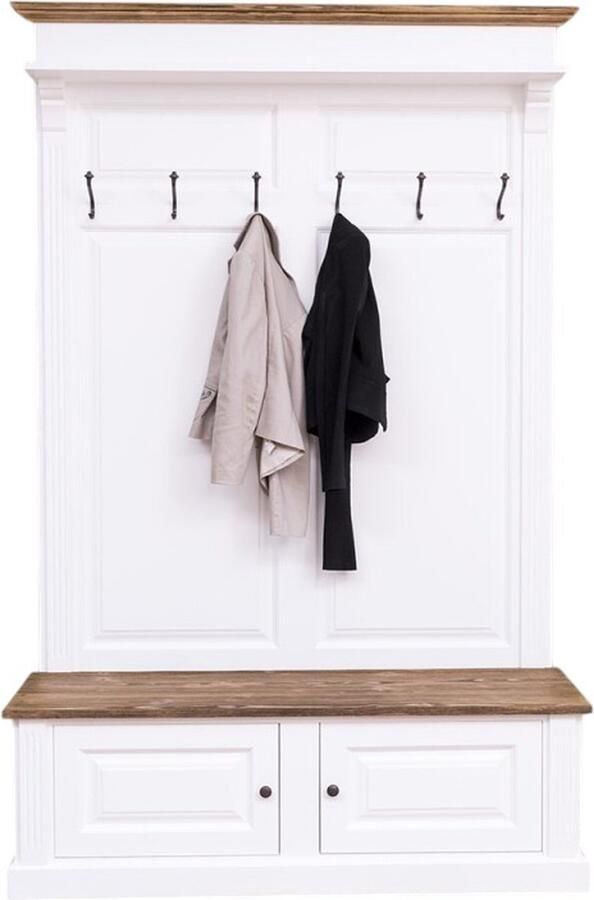 Villa Laura Massief houten halmeubel kapstok bankje met opbergruimte 140