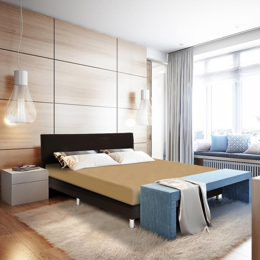 Villa Park Nightdreamzzz VP Dubbel Jersey Matras Hoeslaken Taupe Maat: 200x200 220 + 40cm