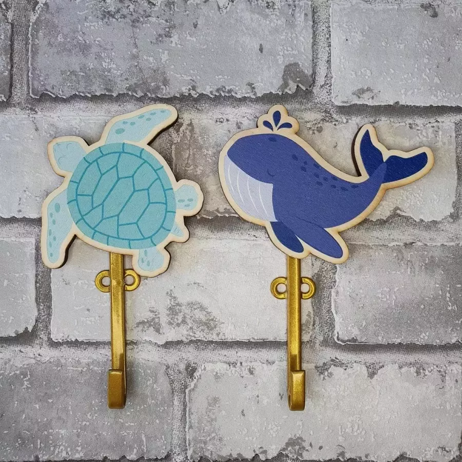 Villa Volance Kapstokhaakjes oceaan schildpad en walvis kinderkamer decoratie oceaan