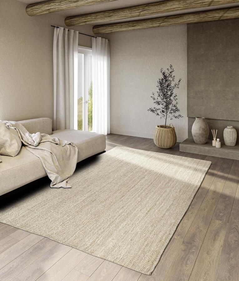 Villeroy & Boch Flycarpets Jute vloerkleed Rosalie Naturel Wit 80 X 200 CM