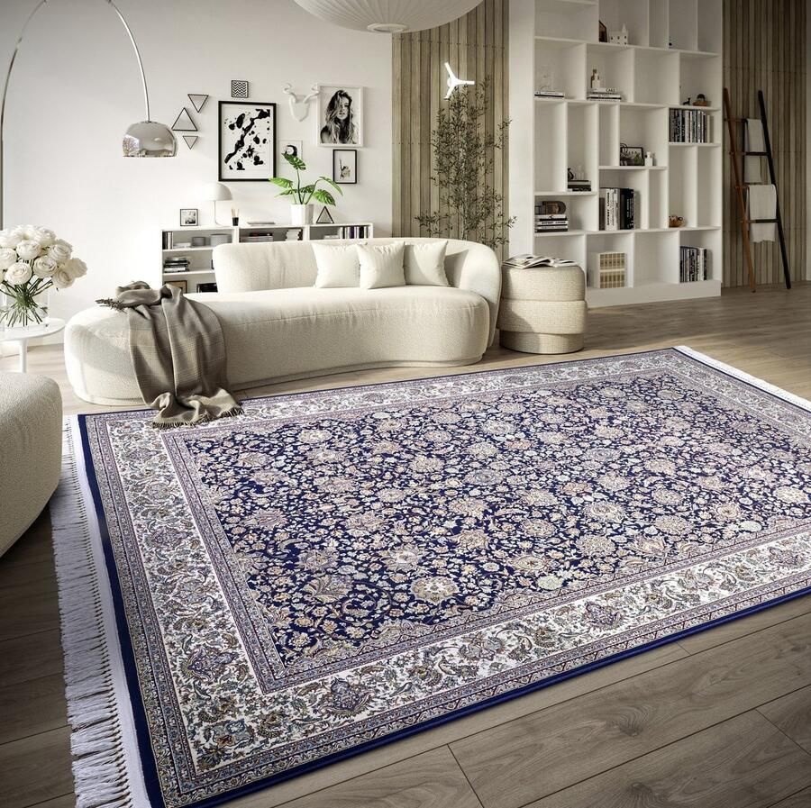 Villeroy & Boch Flycarpets Klassiek Laagpolig Vloerkleed Alfred -Blauw Creme 190x285 cm