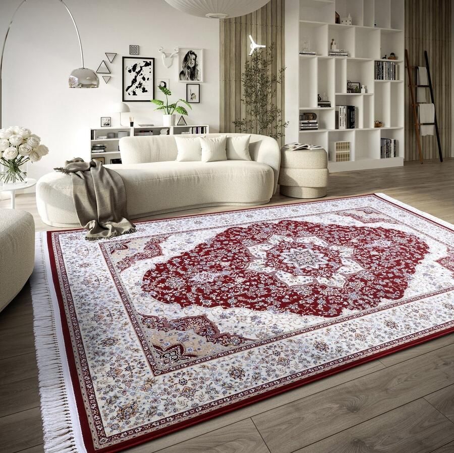 Villeroy & Boch Flycarpets Klassiek Laagpolig Vloerkleed Etienne Rood Creme 190x285 cm