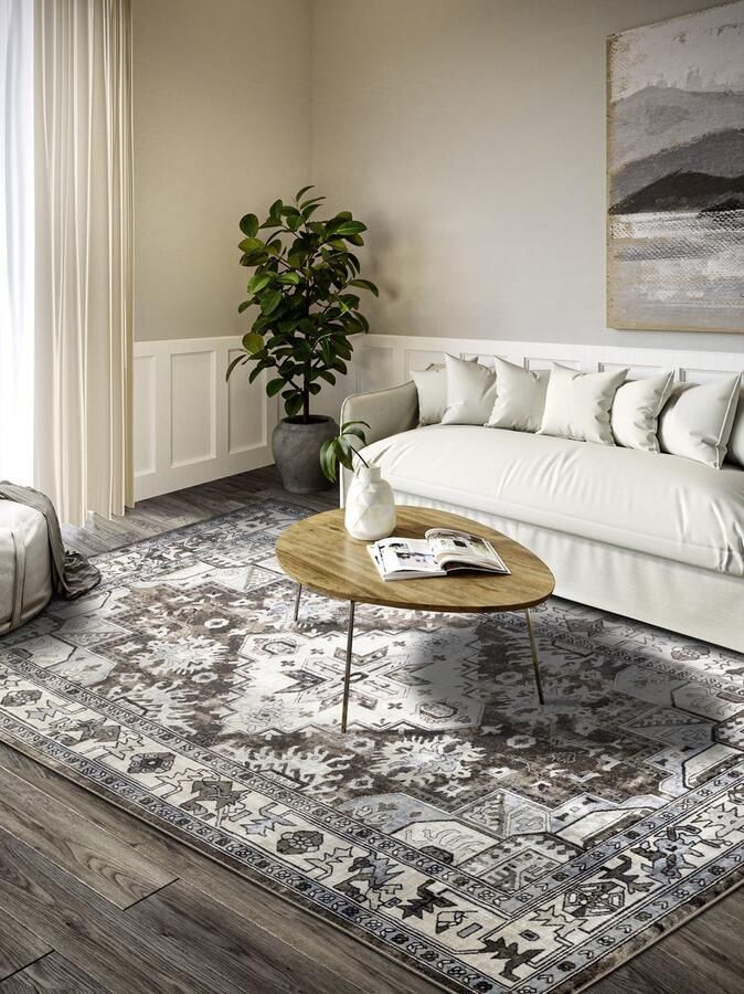 Villeroy & Boch laagpolig vintage vloerkleed Henry Creme Bruin 160x235 cm