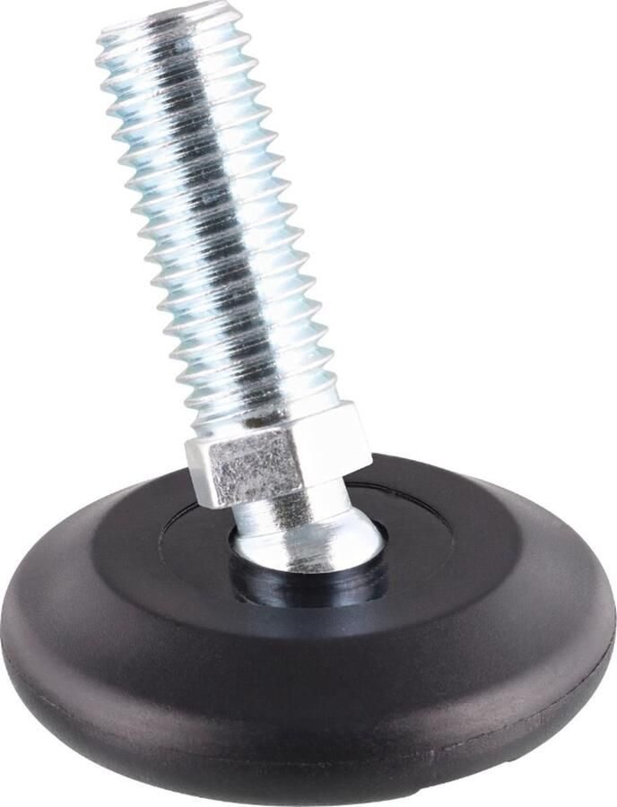 Viltdop.com Stelvoet M10 inclusief vilten insert 3 (28mm)( per 4 stuks verpakt. Deze stelvoet helpt bij het nivelleren van een tafel bank of kast. Basculerend zodat hij zich aanpast aan schuin staande poten