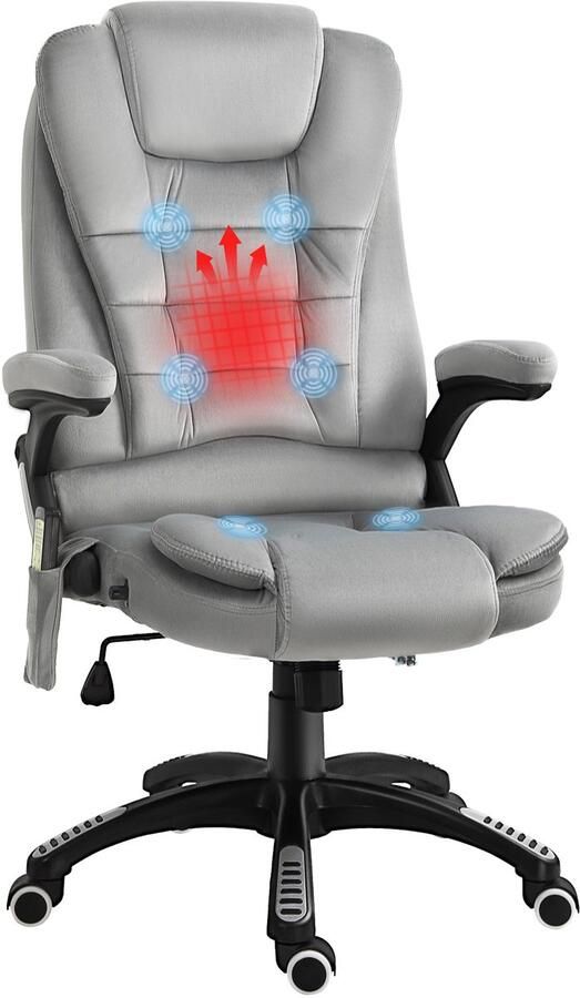 Vinscetto Vinsetto Massagestoel in hoogte verstelbare bureaustoel met massagefunctie relaxstoel grijs 921-171V91 - Foto 4