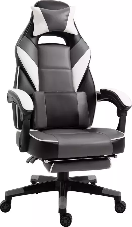Vinscetto Vinsetto Ergonomische bureaustoel gaming stoel synthetisch leer grijs wit zwart 921-216