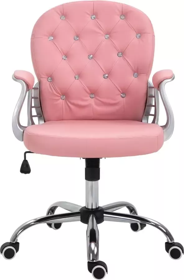 Vinscetto Vinsetto Ergonomische kantoorstoel directiestoel gestoffeerde rugleuning PU roze 921-169V01