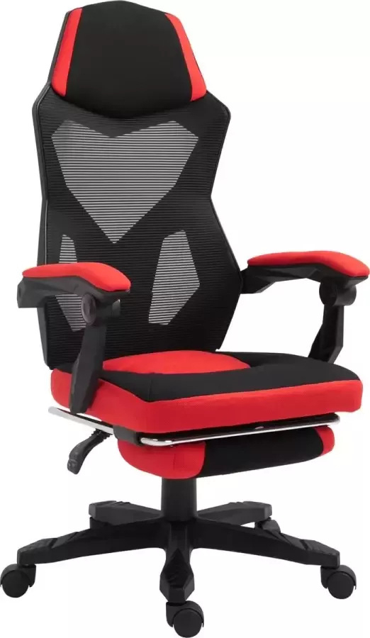 Vinscetto Vinsetto Ergonomische kantoorstoel gamestoel draaistoel met voetsteunen polyester zwart 921-233