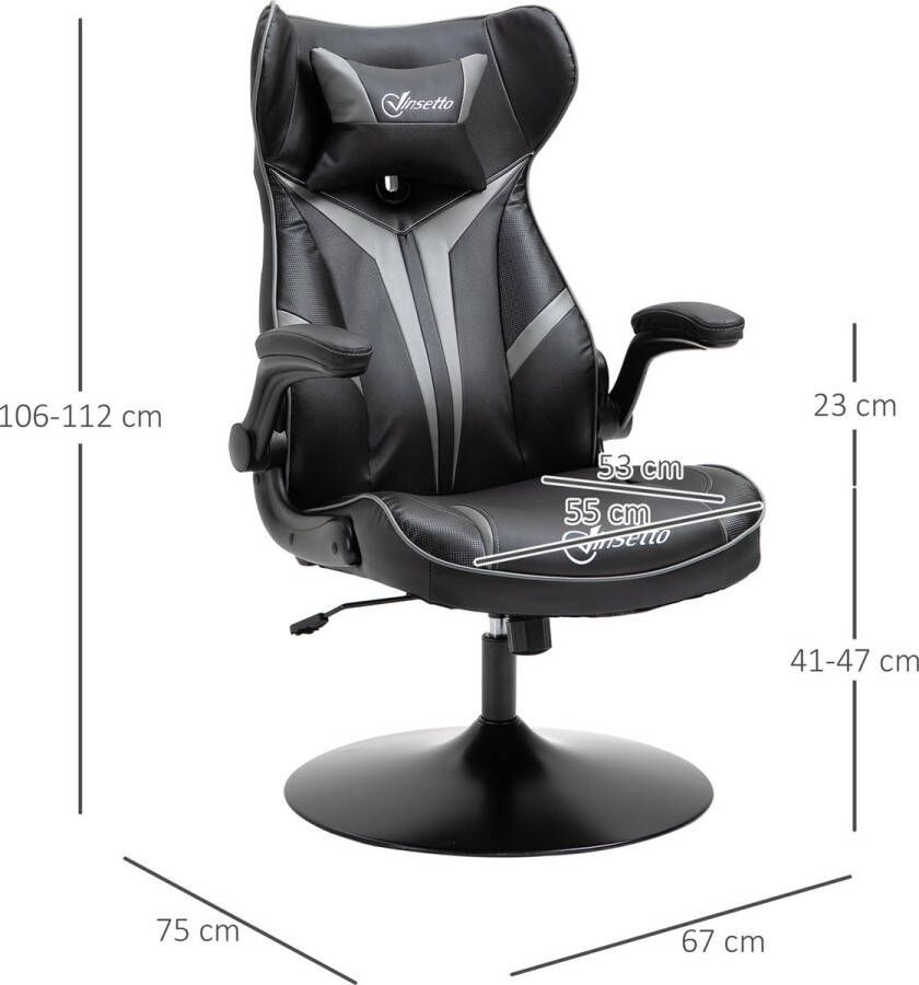 Vinscetto Vinsetto Gamestoel ergonomische computerstoel met kantelfunctie staal rood 921-358 - Foto 3