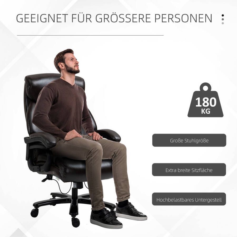 Vinscetto Vinsetto Kantoorstoel directiestoel draaistoel in hoogte verstelbaar kantelfunctie PU leer bruin 921-503