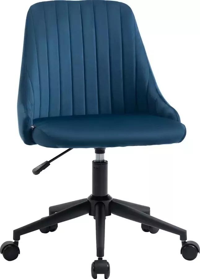 Vinscetto Vinsetto Kantoorstoel draaistoel ergonomisch lijndesign fluweelzacht polyester blauw 921-488