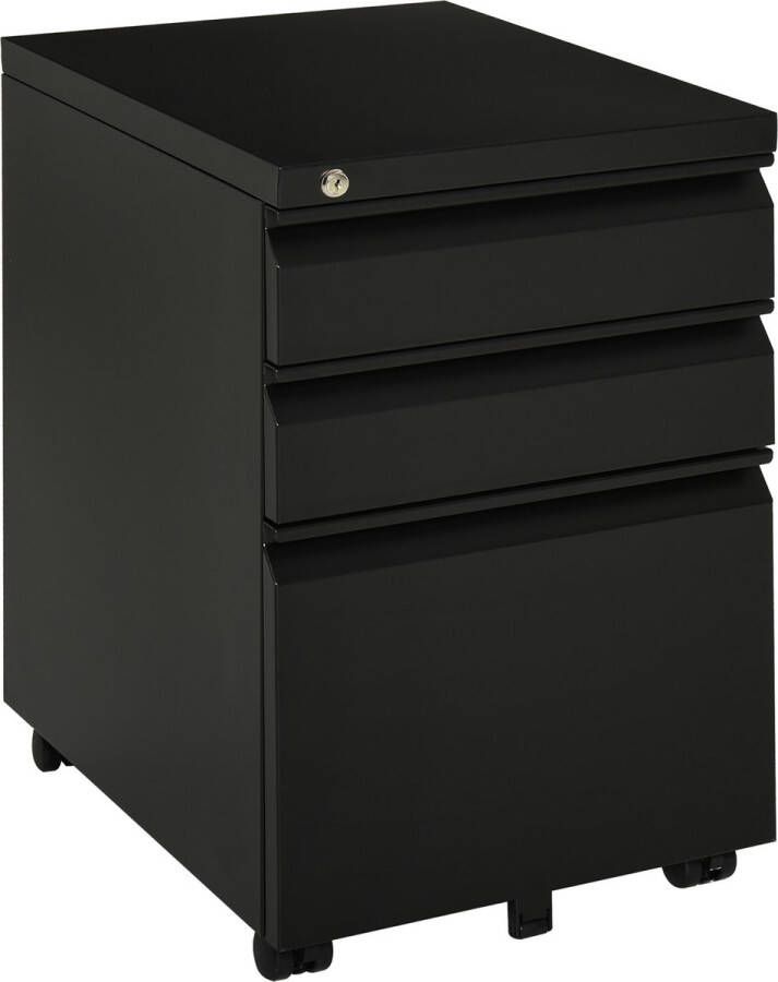 Vinsetto Archiefkast kantoorkast kantoorbak met 3 lades wielen staal wit 924-024