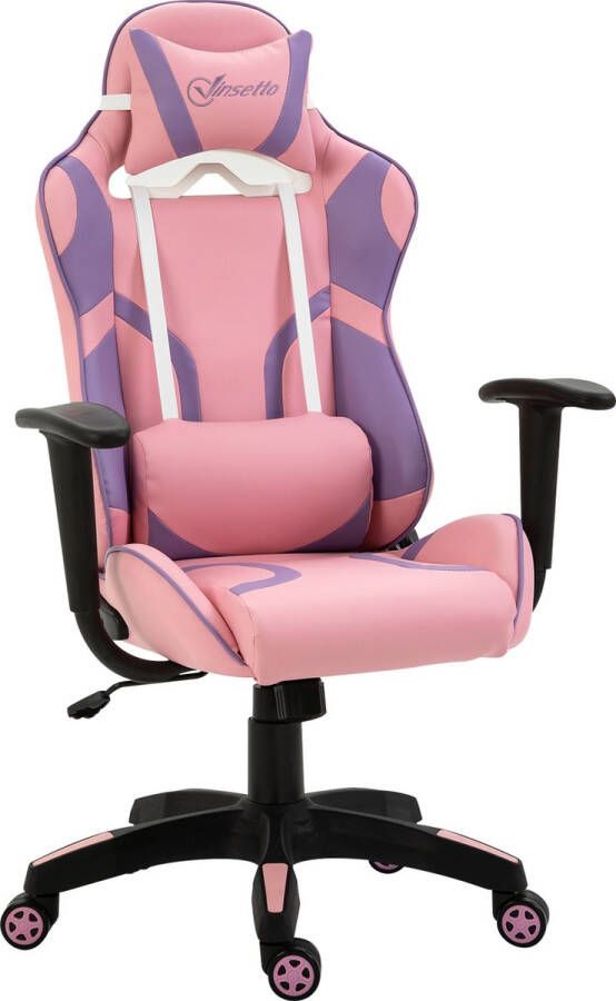 Vinsetto Ergonomische gaming stoel kantoorstoel draaistoel in hoogte verstelbaar roze & paars 921-201