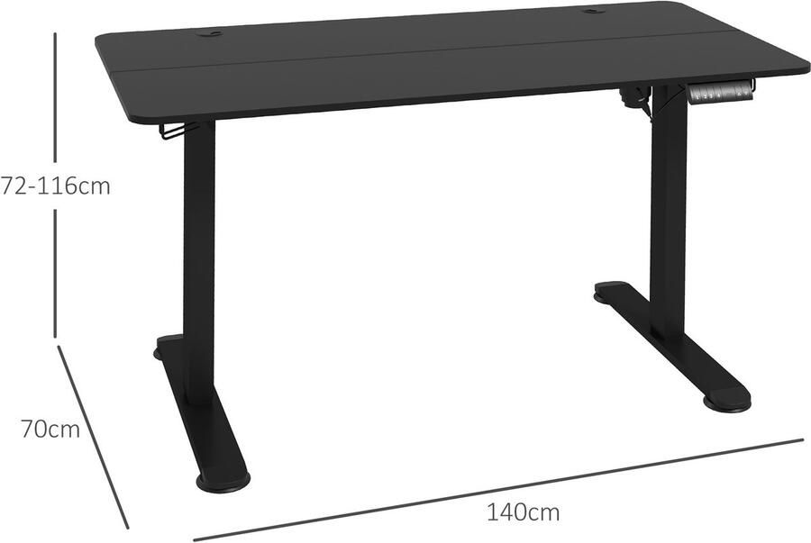 Vinsetto Bureau hoogte verstelbaar poedergecoat Zwart