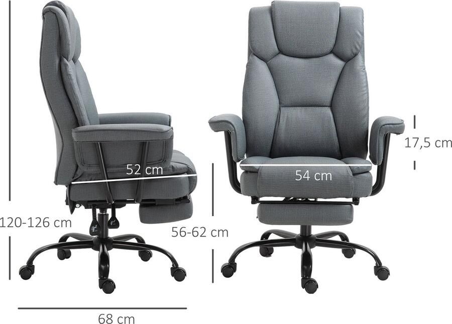 Vinsetto Bureaustoel in hoogte verstelbaar directiestoel computerstoel met voetensteun 360° PU 920-064 - Foto 2