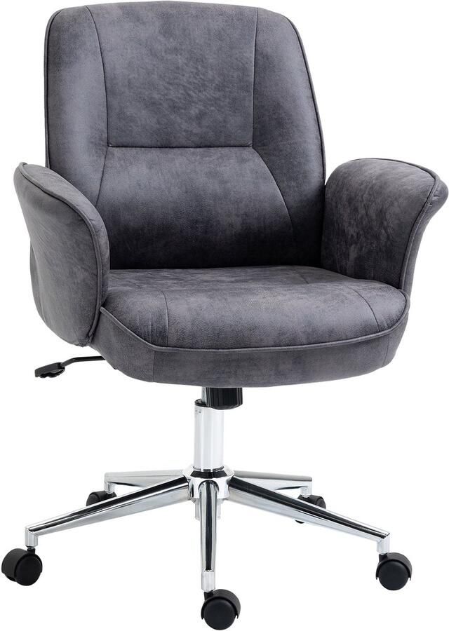 Vinsetto HOMCOM Bureaustoel kantoorstoel draaibaar verstelbaar microfiber schuim grijs 921-456