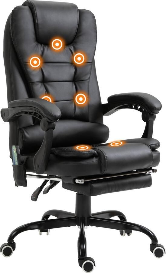 Vinsetto Massagestoel directiestoel met voetensteun verstelbare rugleuning PVC 921-342V91