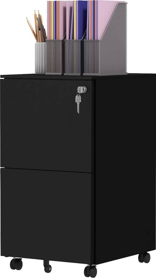 Vinsetto verrijdbare archiefkast 2 laden op wielen zwart