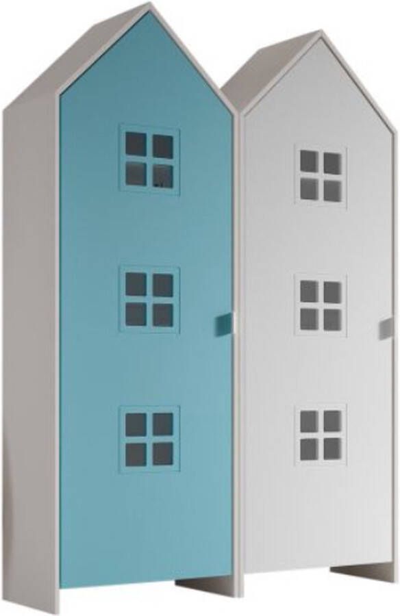 Vipack 2-delige kledingkast Casami Bruges 115x37x172 cm Blauw wit