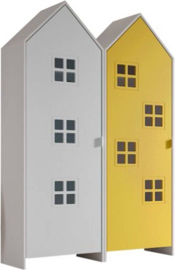 Vipack 2-delige kledingkast Casami Bruges 115x37x172 cm Wit geel