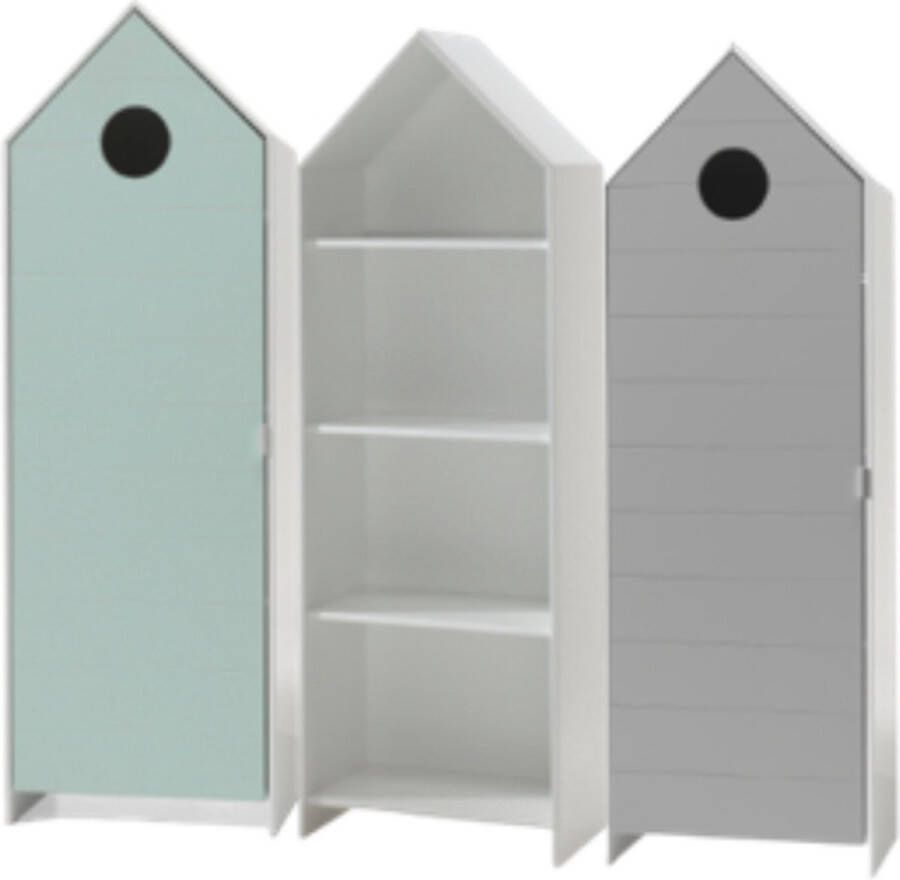 Vipack 3-delige kledingkast Casami Bruges 173x37x172 cm Blauw groen - Foto 2