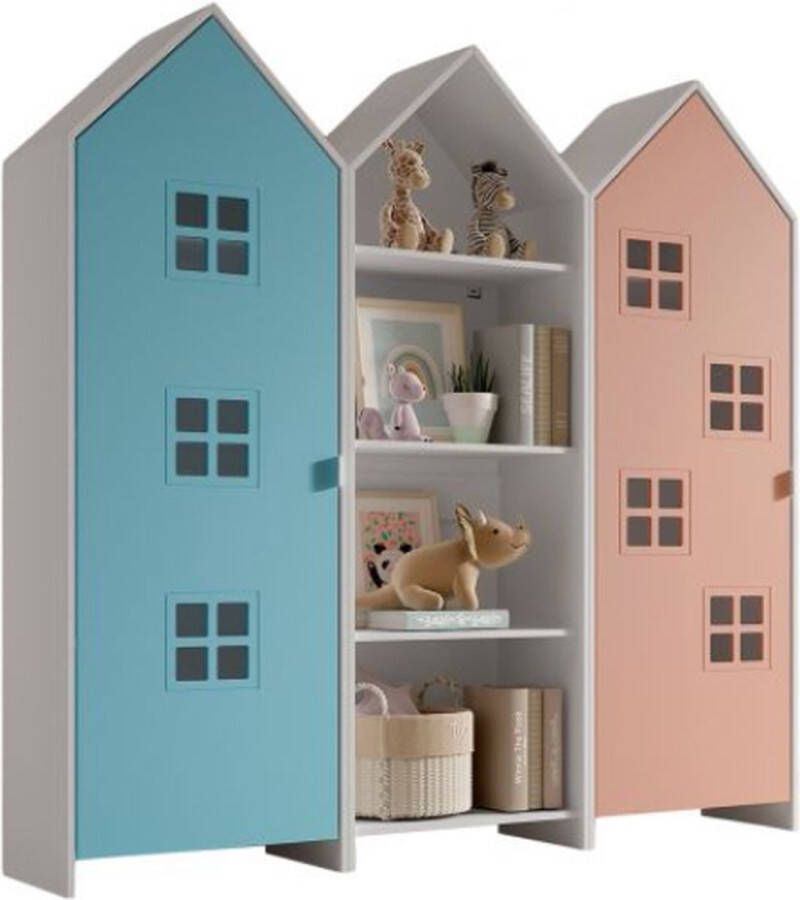 Vipack 3-delige kledingkast Casami Bruges 173x37x172 cm Blauw roze