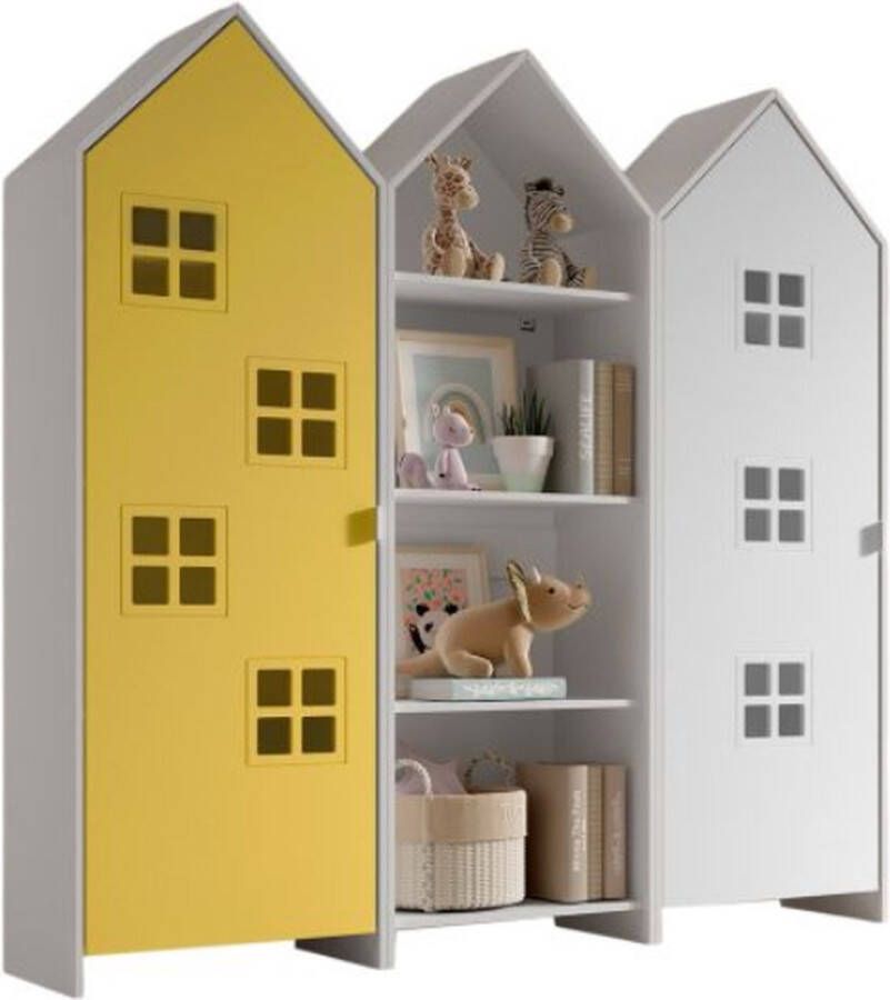 Vipack 3-delige kledingkast Casami Bruges 173x37x172 cm Geel wit