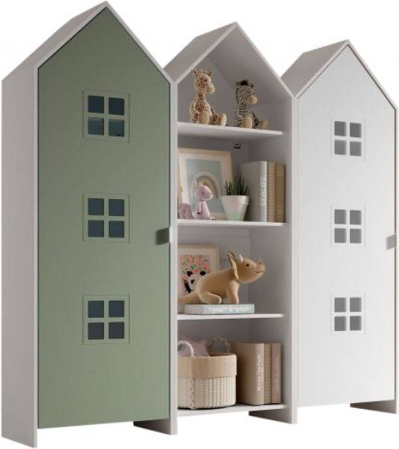 Vipack 3-delige kledingkast Casami Bruges 173x37x172 cm Groen wit