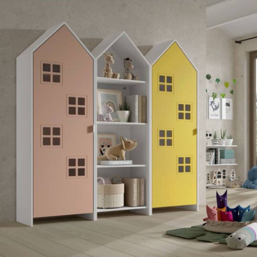 Vipack 3-delige kledingkast Casami Bruges 173x37x172 cm Roze geel - Foto 2