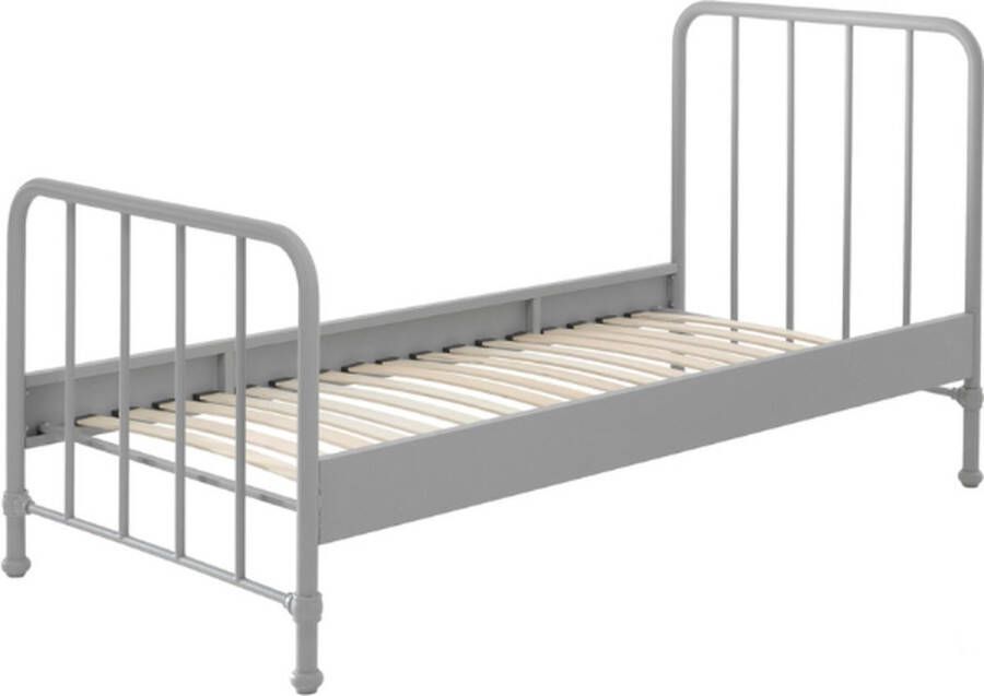 Vipack Bed Bronxx metaal 90x200 (incl. lattenbodem) met nachtkastje mat grijs - Foto 1