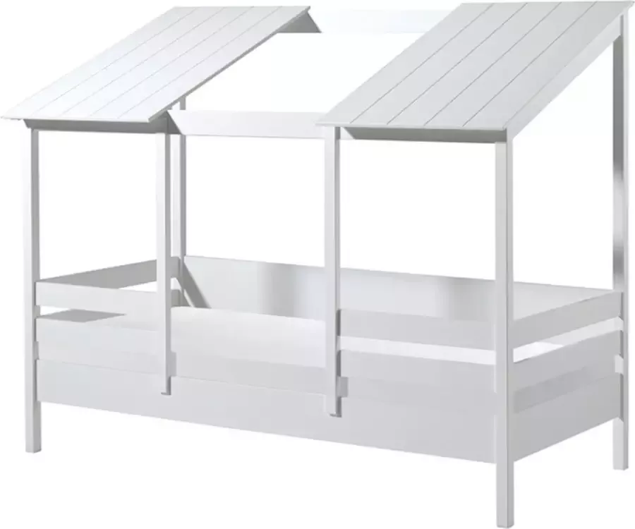 Vipack Bed Huisbed inclusief 2 dakpanelen 90 x 200 cm wit - Foto 2