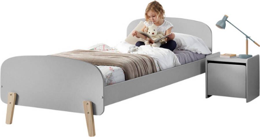 Vipack Bed Kiddy inclusief nachtkast 90 x 200 cm grijs