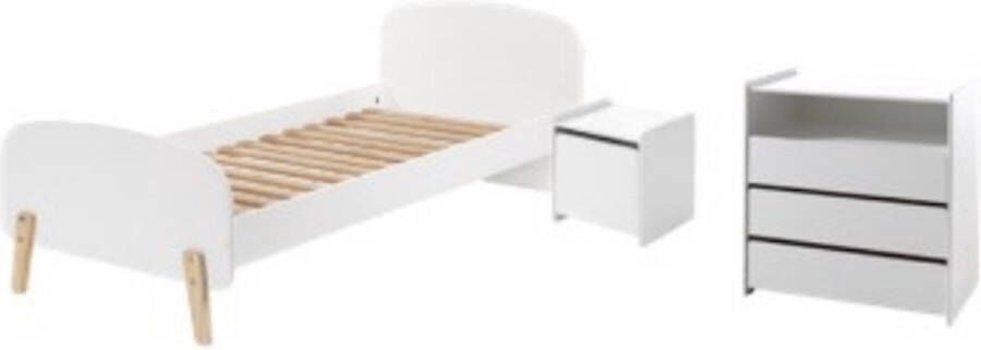 Vipack Bed Kiddy inclusief nachtkast en commode 90 x 200 cm wit