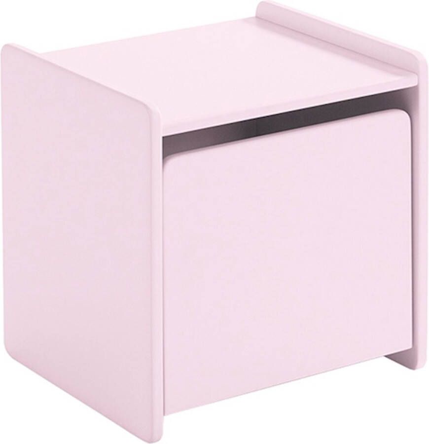 Vipack Bed Kiddy inclusief nachtkast en uitvalbeveiliging 90 x 200 cm roze