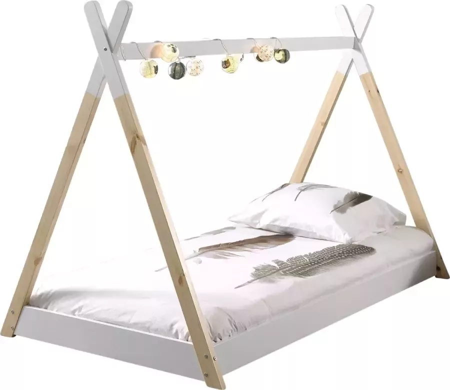 Vipack Bed Tipi wit naturel 90x200 cm Leen Bakker