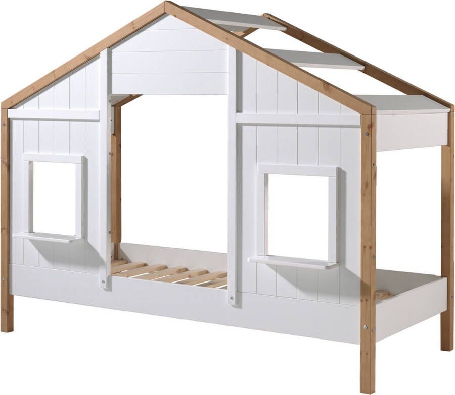 Vipack EMOB Bedhuisje Bambino 90x200 MDF en dennenhout wit Kinderbedden met uitvalbeveiliging Wit Hout; MDF Kinderbedden met uitvalbeveiliging Eenpersoons Normaal bed Op voorraad - Foto 3