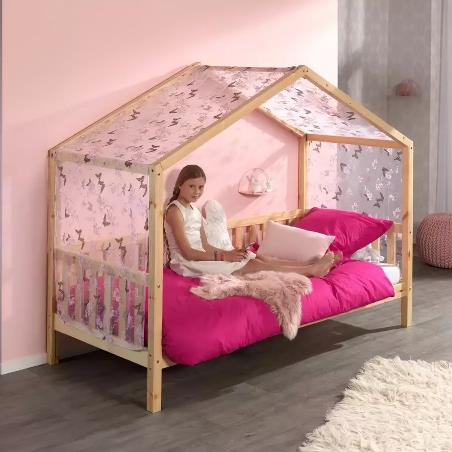 Vipack Huisbed Dallas met dakconstructie massief dennenhout stevig gebouwd - Foto 2