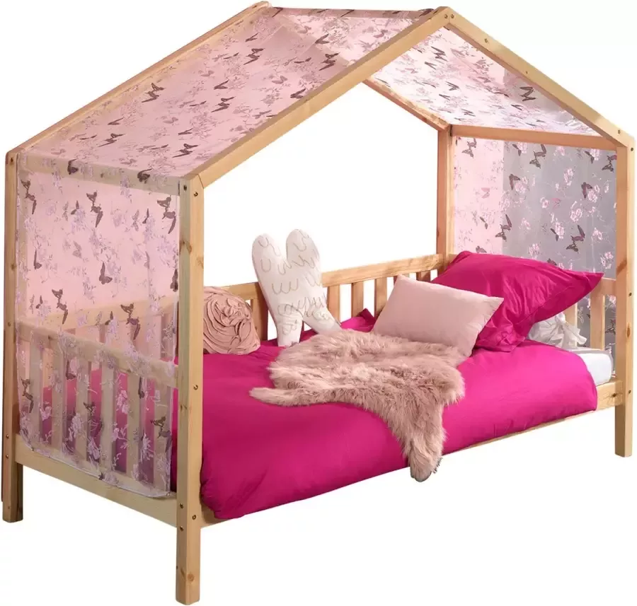 Vipack Huisbed Dallas met dakconstructie massief dennenhout stevig gebouwd