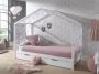 Vipack Bedhuisje Dallas 3 90x200 met bedlade & voile met vlindermotief wit roze - Thumbnail 2