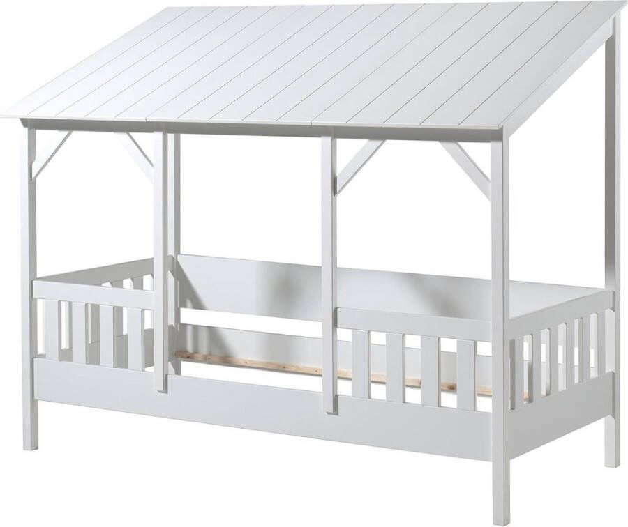 Vipack Bed Huisbed inclusief 3 dakpanelen 90 x 200 cm wit